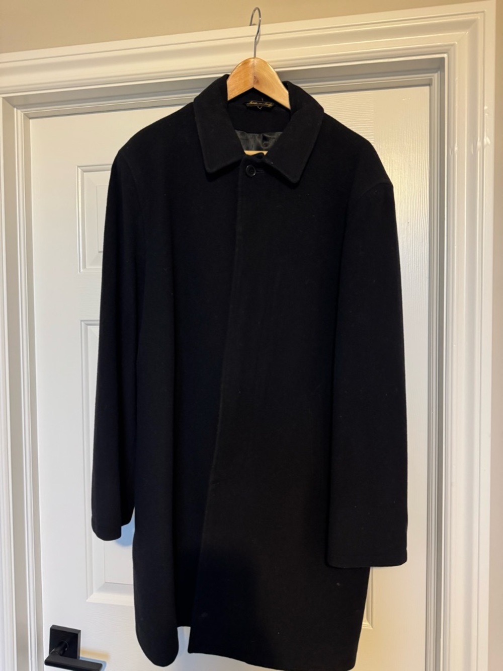 Men's Black Wool Overcoat - Classic Winter Coat